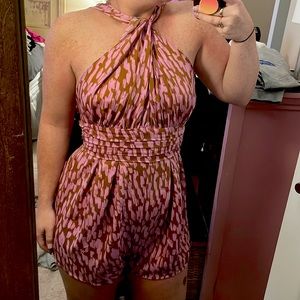 Pink and Brown Halter Romper